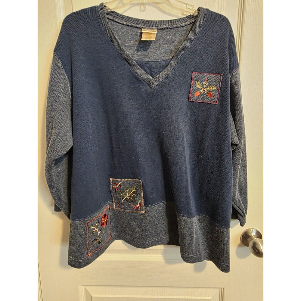 Vintage Bobbie Brooks patchwork fleece top cottagecore grannycore sz 22W/24W